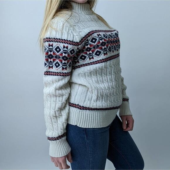 Vintage 70's Lord Jeff Cable Knit Turtleneck Sweater - M - Picture 6 of 6